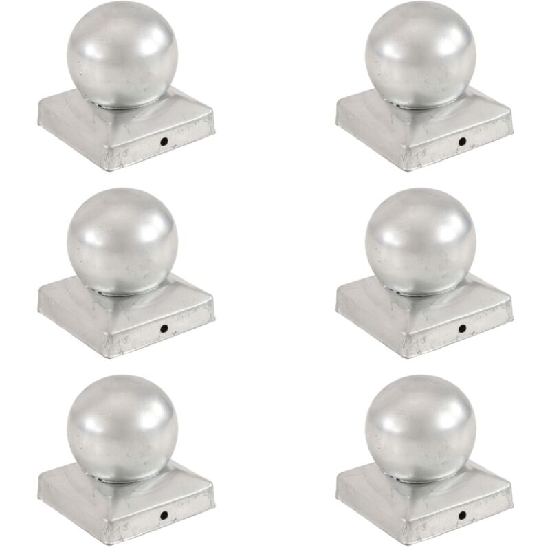 Bouchons de poteau 6 pcs Globe final Métal galvanisé 91x91 mm Vidaxl