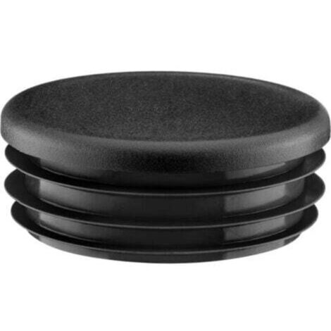 Bouchons de tube ronds en plastique noir – 40 mm, lot de 4, pour pieds de meuble ou protection de tubes