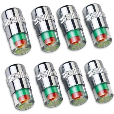 Bouchons de valve de capteur de pression des pneus 3 couleurs rouge jaune vert