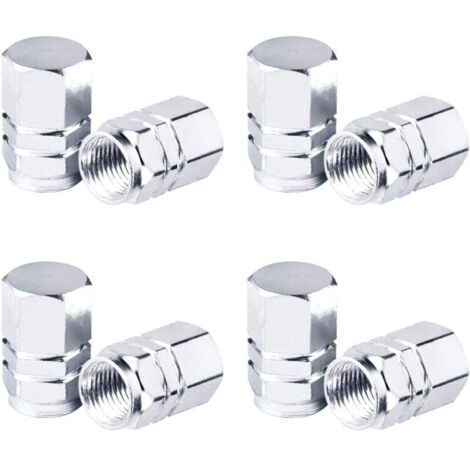 Bouchons de Valve en Aluminium pour Voiture Moto Vélo 8 Pièces Argent