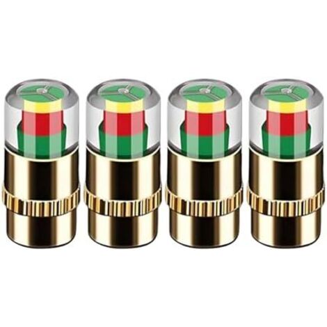 Bouchons de Valve Pression des pneus – d'indicateur Niveau d'air, capteur visuelle, protecteurs Tige sécurisés, kit fiable pour jaune -