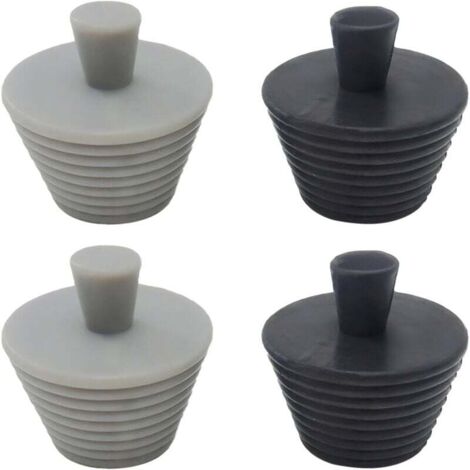 Bouchons de Vidange Universels 4 Pièces Bouchon de Lavabo Caoutchouc Bouchon Baignoire Universel Bouchon de Vidange Baignoire Bouchon D'étanchéité de Tuyau D'évacuation (Noir,Gris)