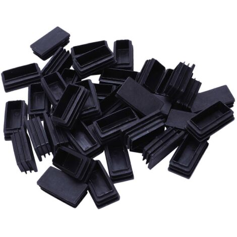 Bouchons d'extrémité en plastique pour tubes, inserts de tubes 25 mm x 50 mm, 40 pièces, noir
