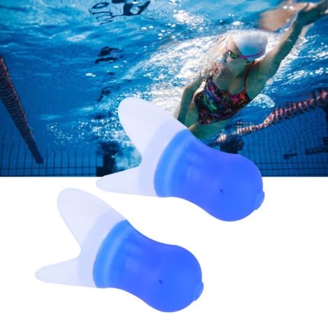 Bouchons d'Oreille Étanches en Silicone pour Natation Sauna Avion Réduction Pression Anti-Bruit avec Boîte de Rangement Aluminium Bleu