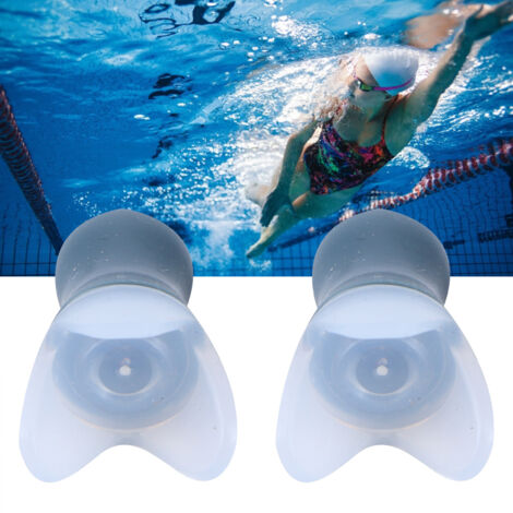 Bouchons d'Oreille Étanches pour Natation Sauna Avion Réduction Pression Anti-Bruit Silicone Protection Gris avec Boîte en Aluminium Noire-AUTRES