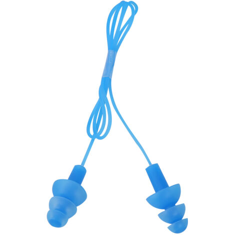 Bouchons d'oreille souples en silicone étanche avec cordon anti-bruit pour natation (Bleu)