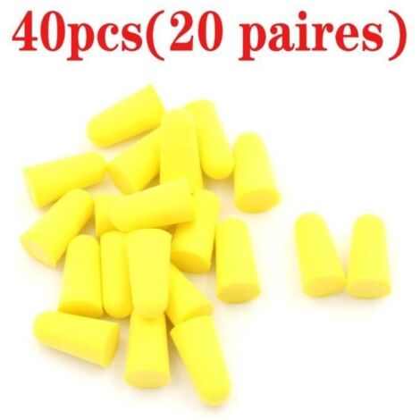 Bouchons d'Oreilles 40pcs Jaune (20 paires) mousse PU Bouchons anti-bruit Boules pour sommeil Protection auditive
