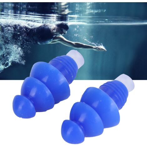 [Bouchons d'Oreilles] Bouchons Silicone Réutilisables Imperméables pour Natation Sommeil Boîte Bleue 2 Pièces