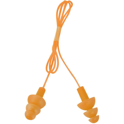 Bouchons d'Oreilles de Natation Anti-Bruit en Silicone Souple Étanche avec Cordon (Orange)