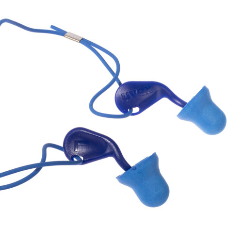 Bouchons d'oreilles détectables  cordés jetables Uvex 26dB Bleu x 50 paires ( Prix pour Boîte de 50 )