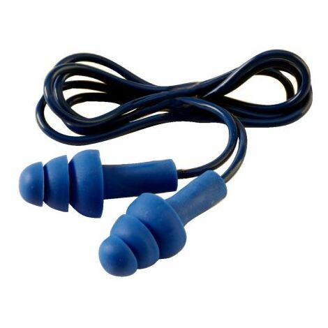 Bouchons d'oreilles détectables  cordés réutilisables 3M E.A.R Tracers 29dB Bleu x 50 paires ( Prix pour Boîte de 50 )