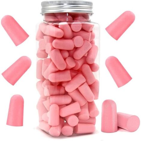 Bouchons d'oreilles en mousse souple, 38 dB, SNR le plus élevé, 60 paires de bouchons d'oreilles réutilisables confortables pour dormir, ronflement, étudier (rose)