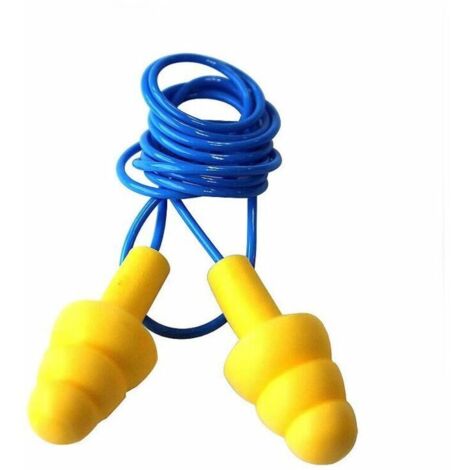 Bouchons d'oreilles en silicone Protection auditive6 morceaux （jaune）