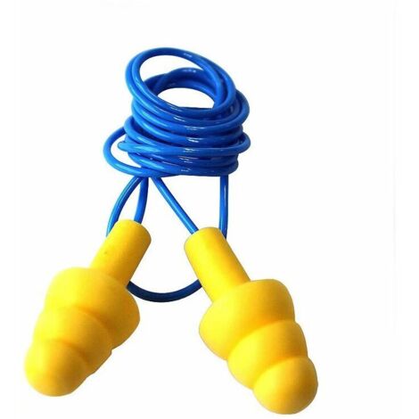 Bouchons d'oreilles en silicone Protection auditive6 morceaux （jaune）