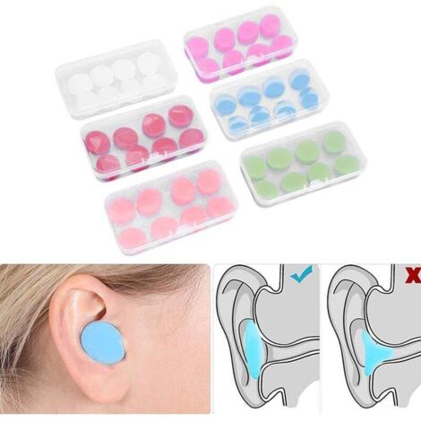 Bouchons d'oreilles en silicone, souples, réutilisables, extensibles, imperméables