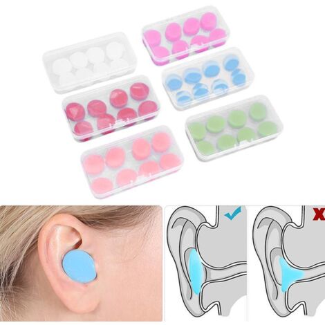 Bouchons d'oreilles en silicone, souples, réutilisables, extensibles, imperméables