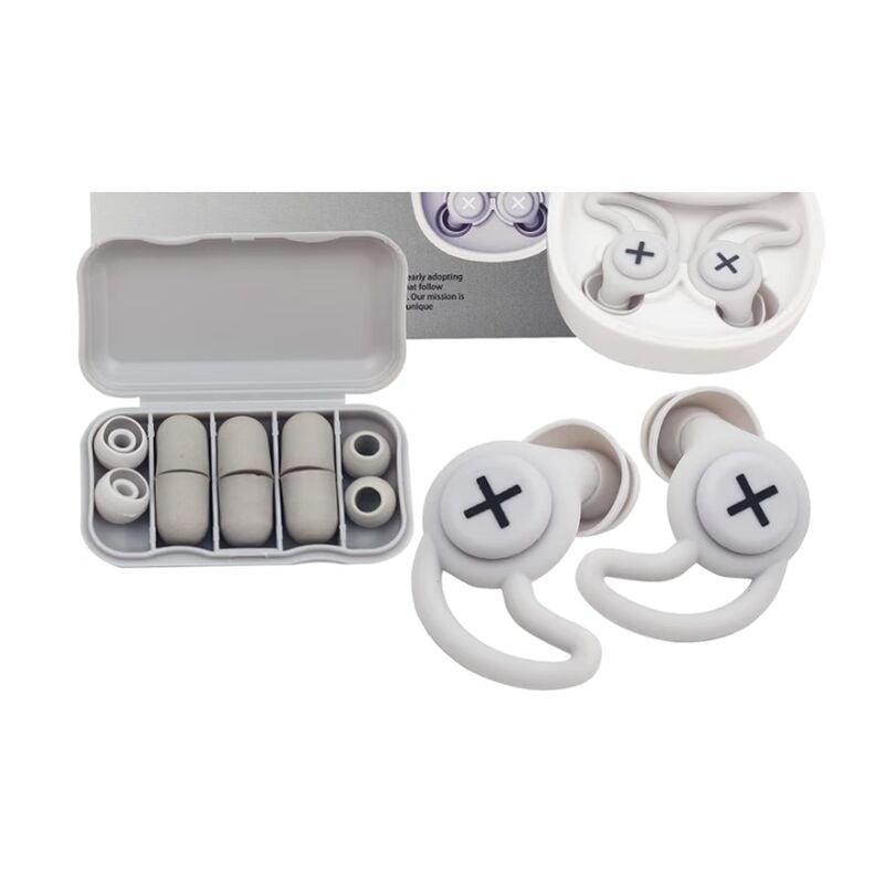 Linghhang - Bouchons d'oreilles, gris, bouchons d'oreilles en silicone réutilisables et lavables, pour dormir, réduire le bruit et protéger les