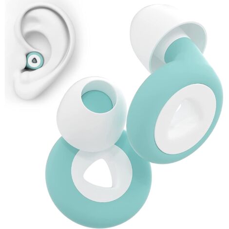 bouchons Doreilles Vert Blanc Pour Dormir - 1 Paire Bouchons Anti Bruit 27db, Protection Auditive En Silicone Rutilisable, Bouchons Doreilles Pour