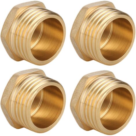Bouchons en laiton G3/4"(Ø 26mm) mâle,4 pièces Bouchons de tuyaux avec hexagone,Bouchons en laiton mâle,Bouchons d'extrémité en raccords filetés,Raccords en laiton