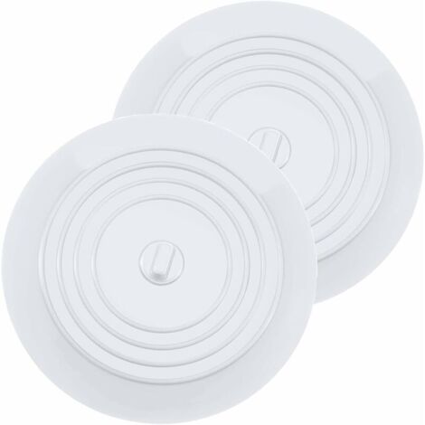 Bouchons pour Baignoire Silicone Bouchon evier de Cuisine 15,3 CM de Diamètre pour Les Cuisines, Salles de Bains et Blanchisseries Bouchon de Vidange (2PCS, Blanc)