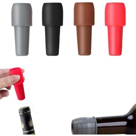 Bouchons réutilisables pour bouteilles de vin mousseux, bouchons en silicone, pour bière et champagne, à usage domestique (lot de 4)