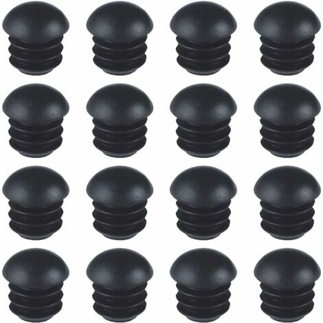 Bouchons Ronds en Plastique 16mm Noir , 16 Pièces Embout Bouchons pour Tube de Chaise de Rond, Empiècements Embouts Ronds Bombés