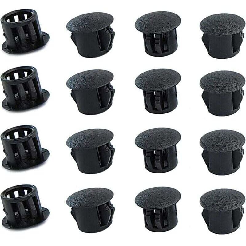Bouchons ronds en plastique (noirs, 8mm), 20 pièces, couvercles de trous de meubles, couvercles de trous en plastique, bouchons de perçage pour