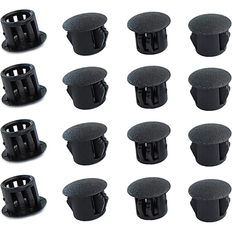 Bouchons ronds en plastique (noirs, 8mm), 20 pièces, couvercles de trous de meubles, couvercles de trous en plastique, bouchons de perçage pour