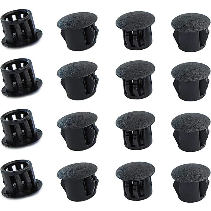Bouchons ronds en plastique (noirs, 8mm), 20 pièces, couvercles de trous de meubles, couvercles de trous en plastique, bouchons de perçage pour