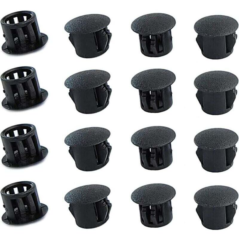 Bouchons ronds en plastique (noirs, 8mm), 20 pièces, couvercles de trous de meubles, couvercles de trous en plastique, bouchons de perçage pour