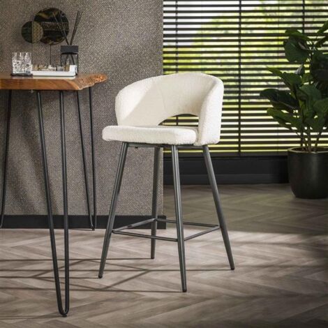 Boucle Barstool Valerian White