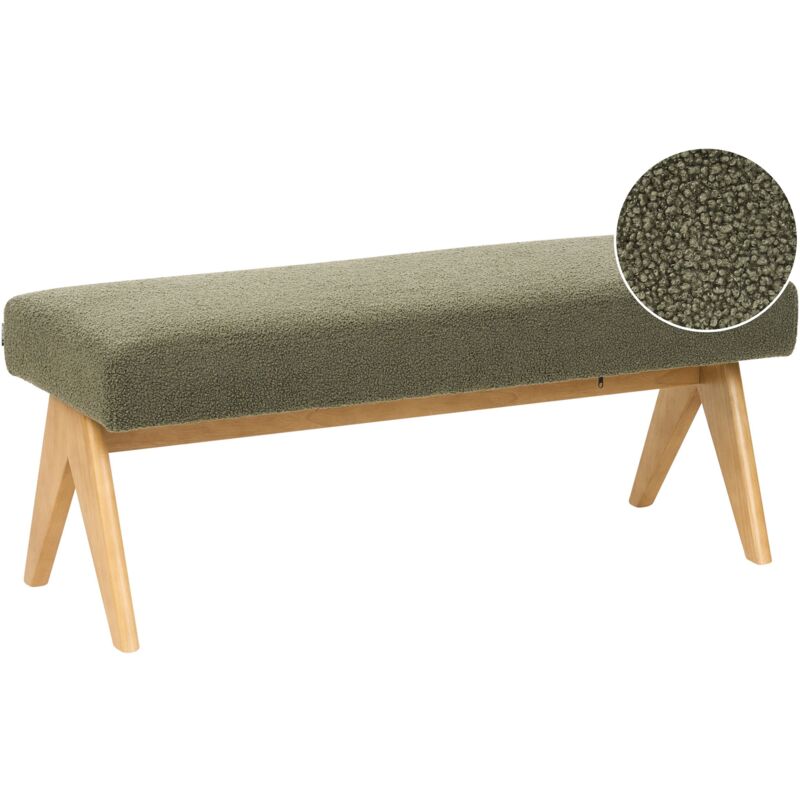 Beliani Bench Tamre Boucle Green/ Light Brown