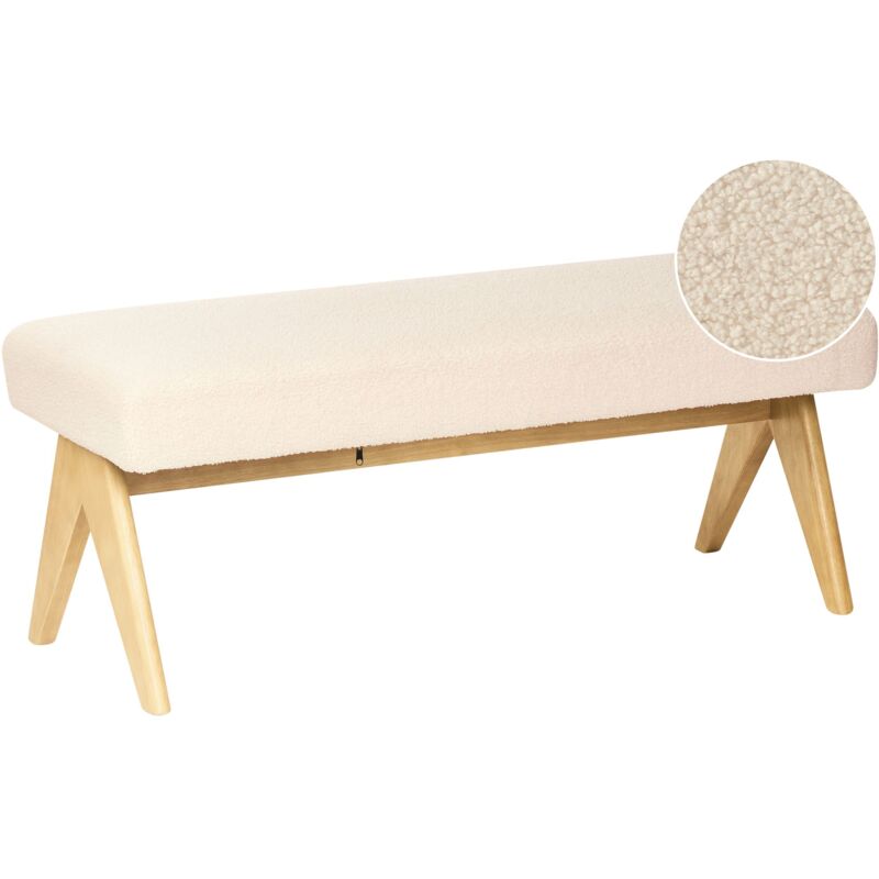 Beliani Bench Tamre Boucle Off-white/ Light Brown
