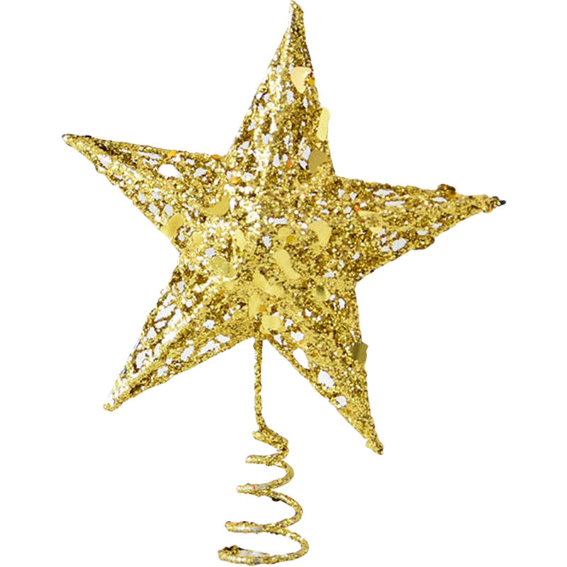 Boucle d'arbre de Noël avec étoiles led dorées (piles AA*2, piles non incluses), 15 cm. - 15 cm.