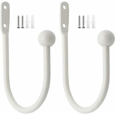 Boucle de cadre de rideau en métal blanc à 2 boucles Boucle de rideau en forme de U à suspendre au mur