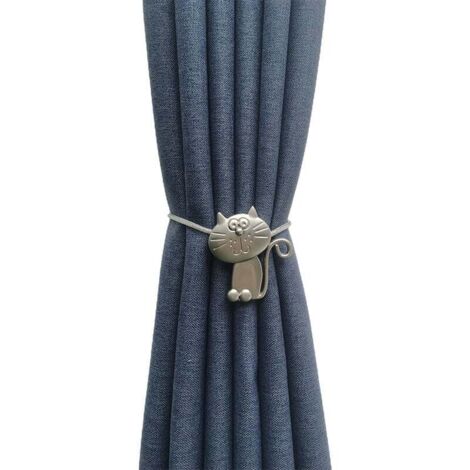 Boucle de Rideau, 1 Pièces (Argent) Le chat Magnétique Corde de Rideau, Embrasses de Rideaux, Bretelles pour Rideaux, Fleurs en Métal, pour Rideaux de Chambre à Coucher de Salon