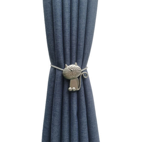 Boucle de Rideau, 1 Pièces (Argent) Le chat Magnétique Corde de Rideau, Embrasses de Rideaux, Bretelles pour Rideaux, Fleurs en Métal, pour Rideaux de Chambre à Coucher de Salon