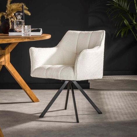Bouclé Dining Chair Bentley White