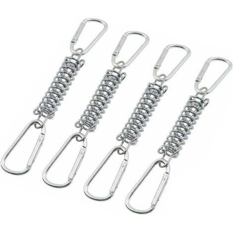 Boucle Ressort Tension Fixation Store - Voile D'ombrage Fixations Accessoires en Acier Inoxydable avec 4 Ressorts HéLicoïdaux 8 Mousquetons, 4 PCS