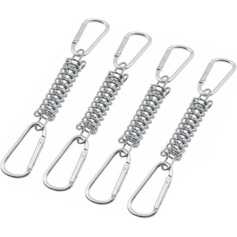 MEMKEY Boucle Ressort Tension Fixation Store - Voile D'ombrage Fixations Accessoires en Acier Inoxydable avec 4 Ressorts HéLicoïdaux 8 Mousquetons pour Tentes Auvents Camping, 4 Pcs