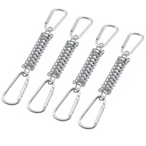 Boucle Ressort Tension Fixation Store - Voile D'ombrage Fixations Accessoires en Acier Inoxydable avec 4 Ressorts HéLicoïdaux 8 Mousquetons pour Tentes Auvents Camping, 4 Pcs