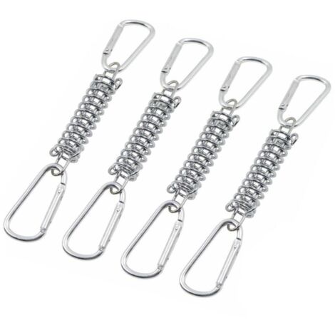 Boucle Ressort Tension Fixation Store - Voile D'ombrage Fixations Accessoires en Acier Inoxydable avec 4 Ressorts HéLicoïdaux 8 Mousquetons pour Tentes Auvents Camping, 4 Pcs