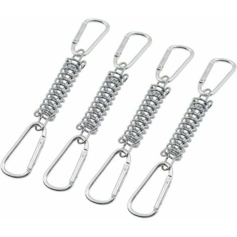 Boucle Ressort Tension Fixation Store - Voile D'ombrage Fixations Accessoires en Acier Inoxydable avec 4 Ressorts HéLicoïdaux 8 Mousquetons pour Tentes Auvents Camping, 4 Pcs,SEMAket