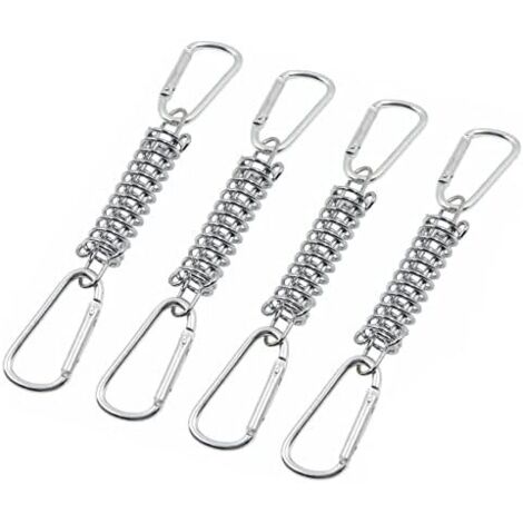 Boucle Ressort Tension Fixation Store - Voile D'ombrage Fixations Accessoires en Acier Inoxydable avec 4 Ressorts HéLicoïdaux 8 Mousquetons pour Tentes Auvents Camping, Pcs