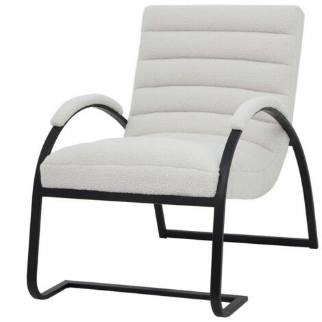 Boucle Ribbed Ark Chair - Metal - L96 x W63 x H90 cm - Black