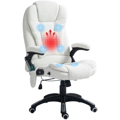 Boucle Six-Point Massage Office Chair - White
