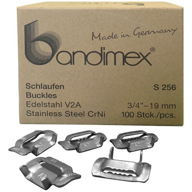 FP - Boucles cerclages 1/2 V2A- acier inoxydable Pack a 100 Unités Bandimex