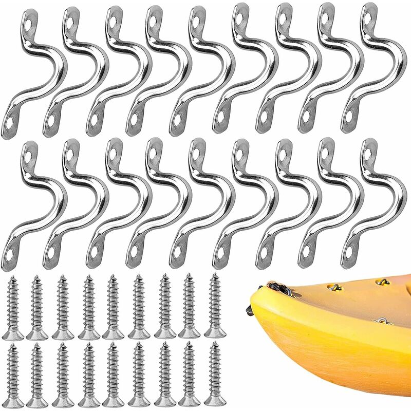 Boucles de kayak 20 pièces, utilisées pour le kayak Gréement de canoë Fournitures marines Équipement marin (avec 40 vis)
