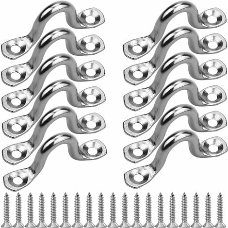 Boucles de Pont pour Kayaks Pontet INOX Oeil Plaques Forme à Bosse Boucle Fixe Platine à œil Plate Pontet pour Kayak Canoe Rigging（4mm），Starlight，12 Pièces