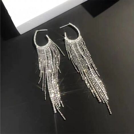 Boucles d'oreilles à la mode pour femmes pompon de galvanoplastie en or véritable irrégulier boucles d'oreilles longues exagérées